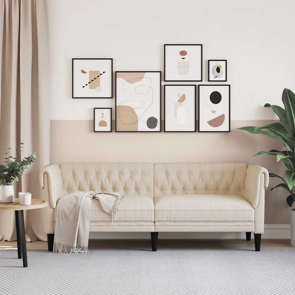 Driezitsbank Chesterfield-stijl linnen is nu te koop bij PeponiXL, paradijselijk wonen!