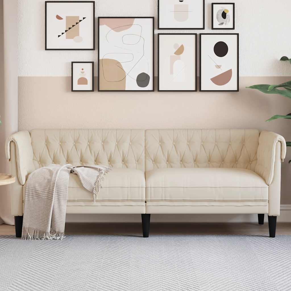 Driezitsbank Chesterfield-stijl linnen is nu te koop bij PeponiXL, paradijselijk wonen!