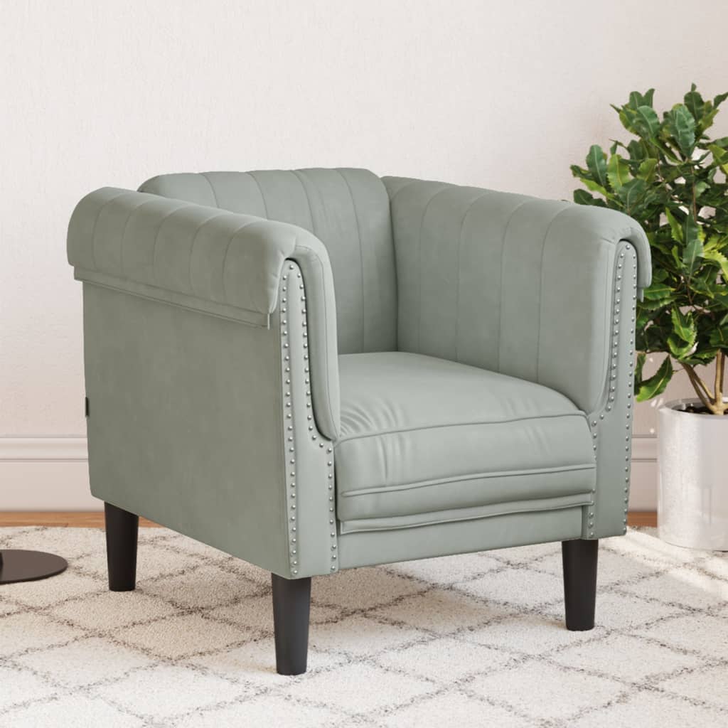 Fauteuil fluweel lichtgrijs is nu te koop bij PeponiXL, paradijselijk wonen!