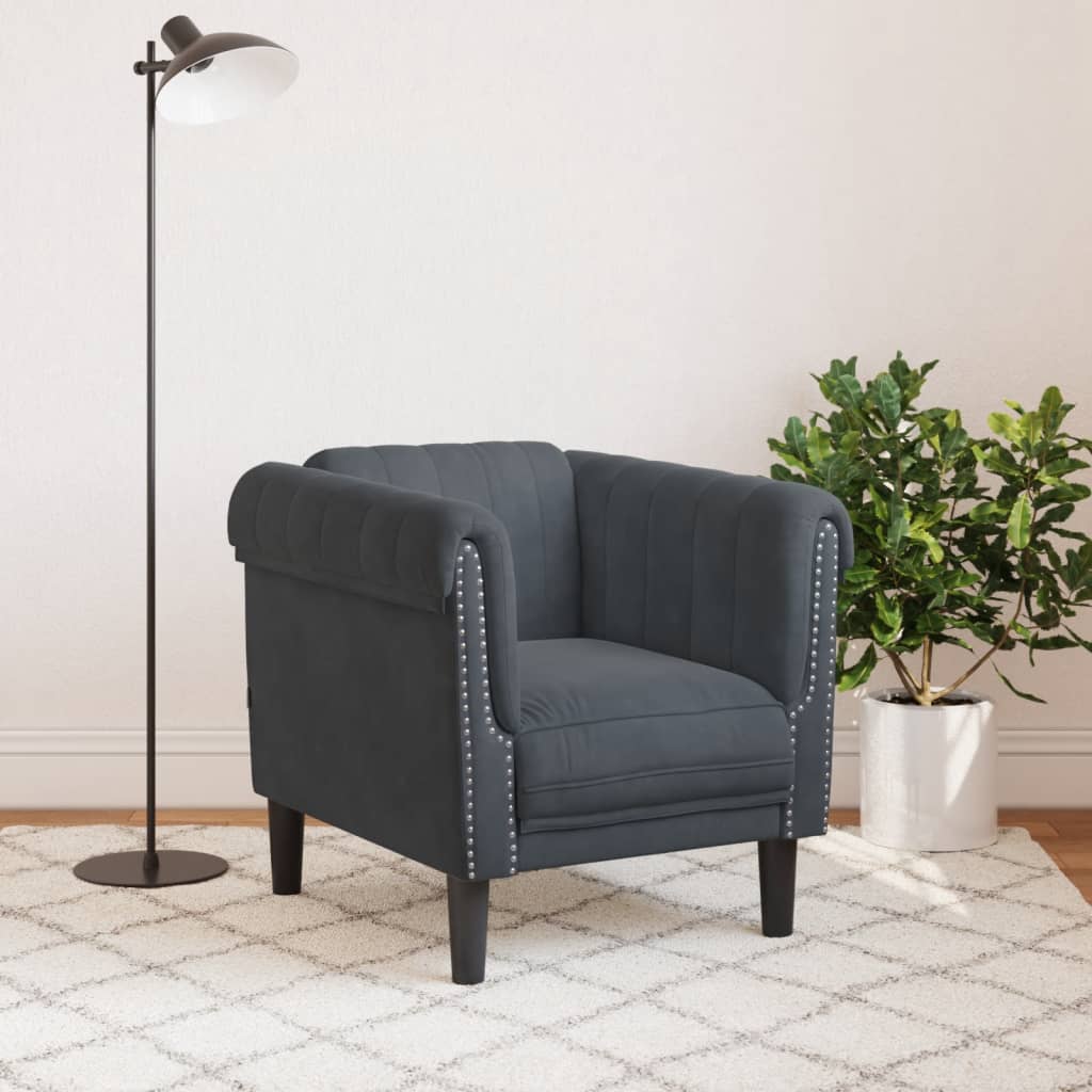 Fauteuil fluweel donkergrijs is nu te koop bij PeponiXL, paradijselijk wonen!