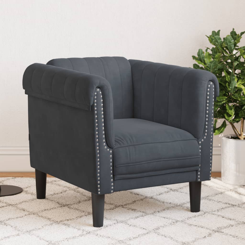 Fauteuil fluweel donkergrijs is nu te koop bij PeponiXL, paradijselijk wonen!