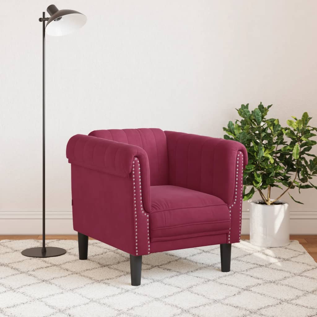 Fauteuil fluweel wijnrood is nu te koop bij PeponiXL, paradijselijk wonen!