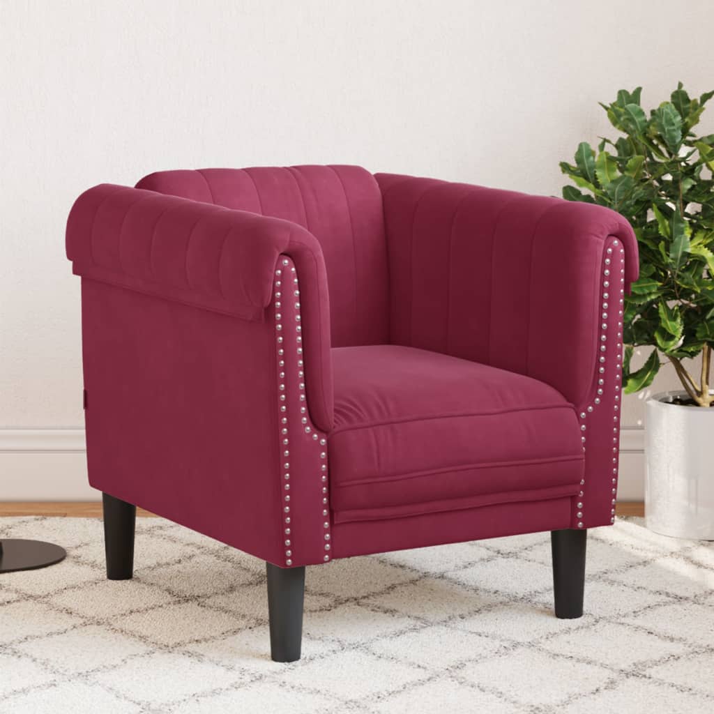 Fauteuil fluweel wijnrood is nu te koop bij PeponiXL, paradijselijk wonen!