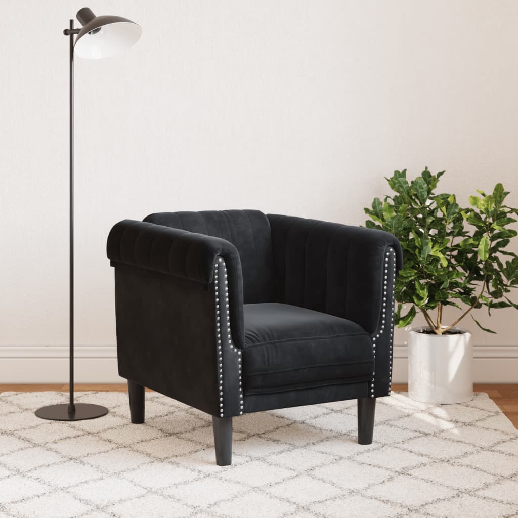 Fauteuil fluweel zwart is nu te koop bij PeponiXL, paradijselijk wonen!