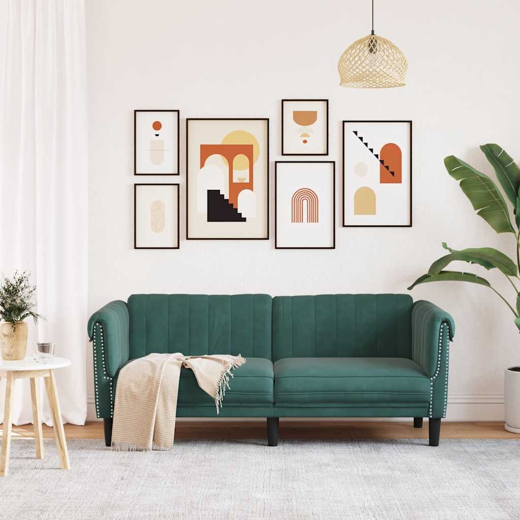 Bank 2-zits fluweel donkergroen is nu te koop bij PeponiXL, paradijselijk wonen!