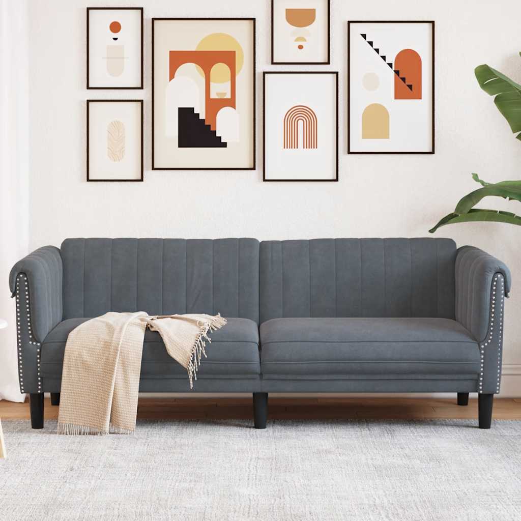 Driezitsbank fluweel donkergrijs is nu te koop bij PeponiXL, paradijselijk wonen!