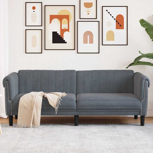 Driezitsbank fluweel donkergrijs is nu te koop bij PeponiXL, paradijselijk wonen!
