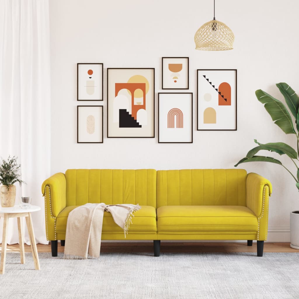 Driezitsbank fluweel geel is nu te koop bij PeponiXL, paradijselijk wonen!