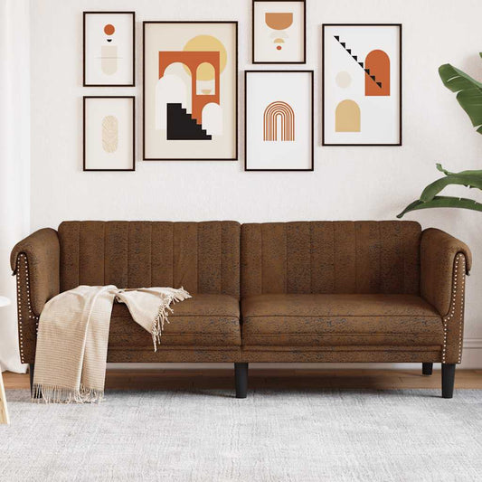 Driezitsbank kunstsuède bruin is nu te koop bij PeponiXL, paradijselijk wonen!