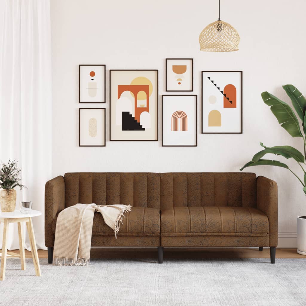 Bank 2-zits kunstsuède bruin is nu te koop bij PeponiXL, paradijselijk wonen!