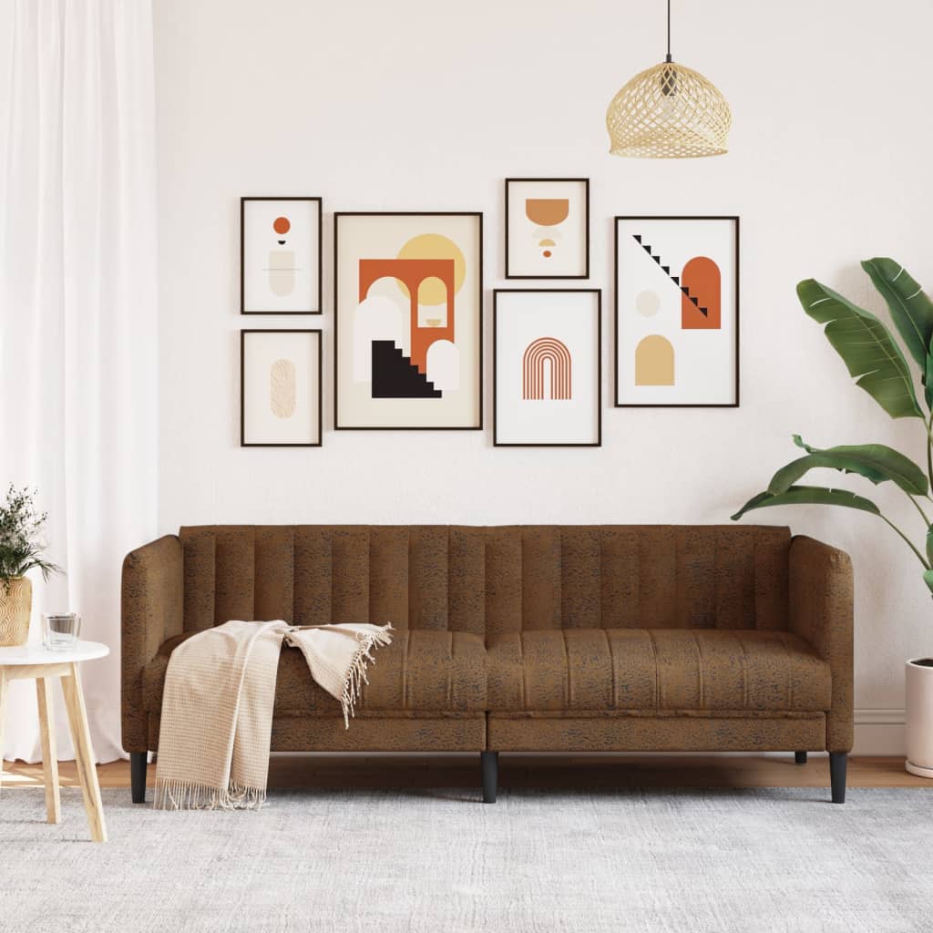 Driezitsbank kunstsuède bruin is nu te koop bij PeponiXL, paradijselijk wonen!