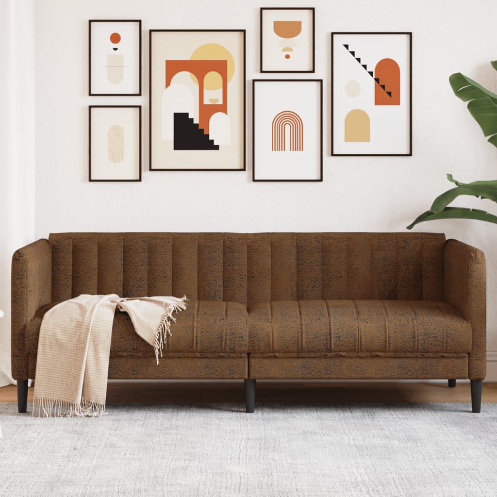 Driezitsbank kunstsuède bruin is nu te koop bij PeponiXL, paradijselijk wonen!