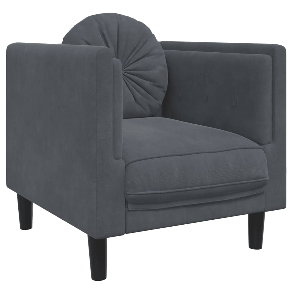 Fauteuil met kussens fluweel donkergrijs is nu te koop bij PeponiXL, paradijselijk wonen!