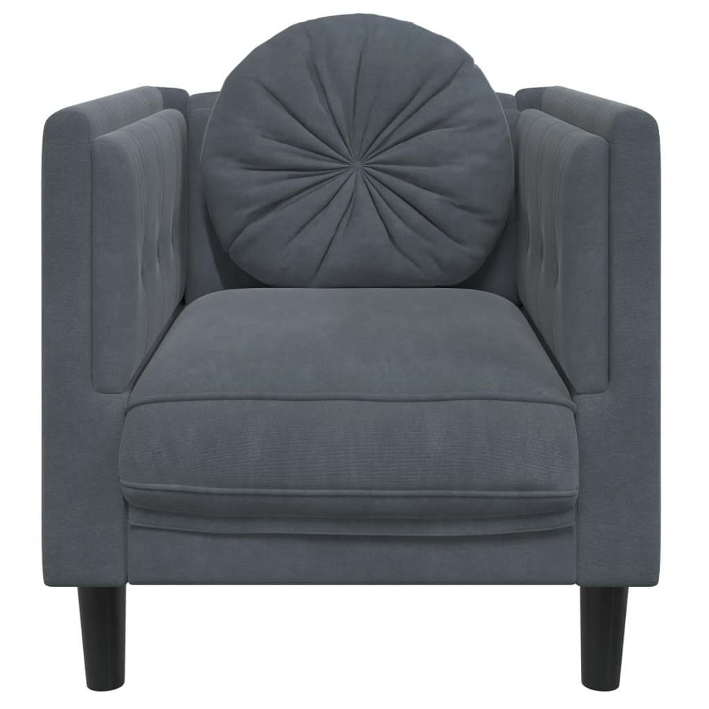 Fauteuil met kussens fluweel donkergrijs is nu te koop bij PeponiXL, paradijselijk wonen!