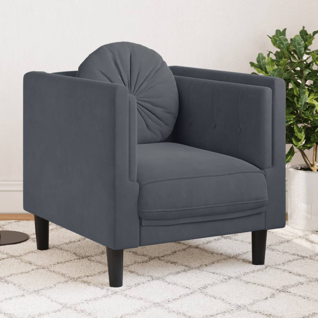 Fauteuil met kussens fluweel donkergrijs is nu te koop bij PeponiXL, paradijselijk wonen!