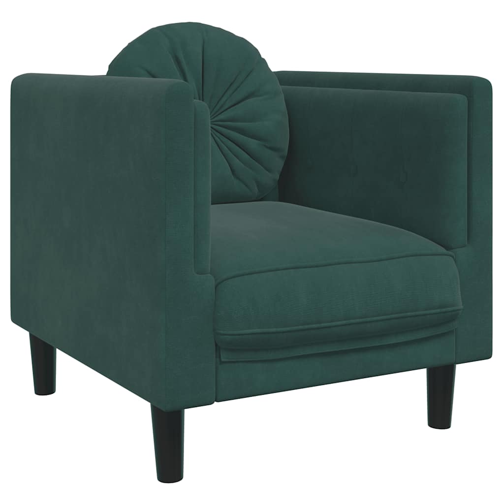 Fauteuil met kussen fluweel donkergroen is nu te koop bij PeponiXL, paradijselijk wonen!