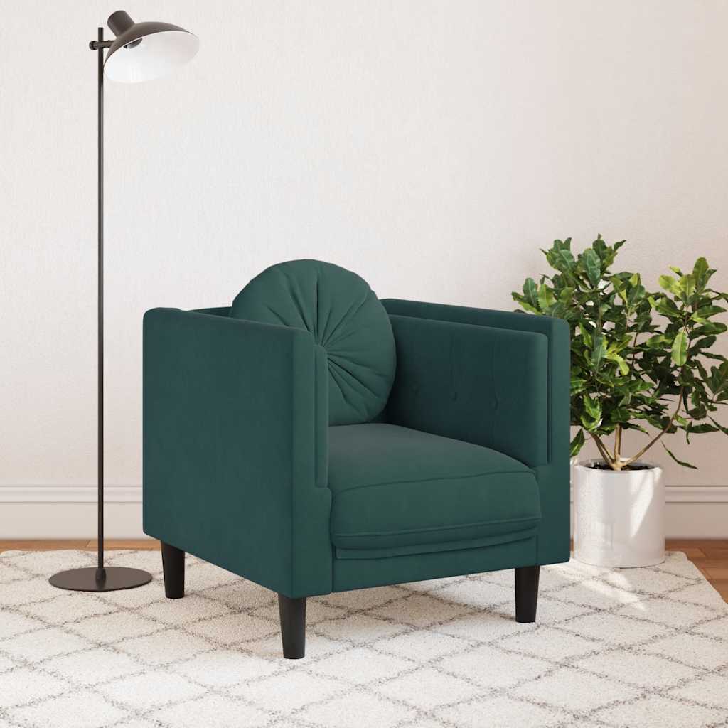 Fauteuil met kussen fluweel donkergroen is nu te koop bij PeponiXL, paradijselijk wonen!