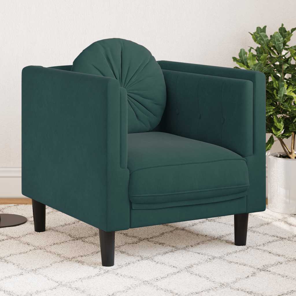 Fauteuil met kussen fluweel donkergroen is nu te koop bij PeponiXL, paradijselijk wonen!