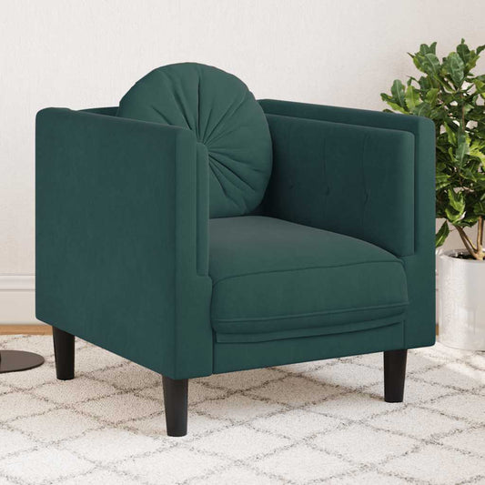 Fauteuil met kussen fluweel donkergroen is nu te koop bij PeponiXL, paradijselijk wonen!
