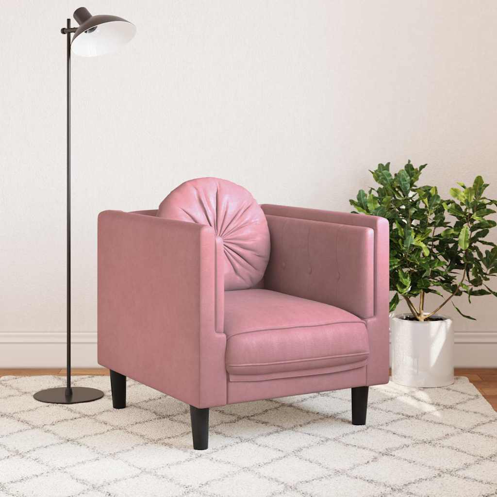 Fauteuil met kussen fluweel roze is nu te koop bij PeponiXL, paradijselijk wonen!