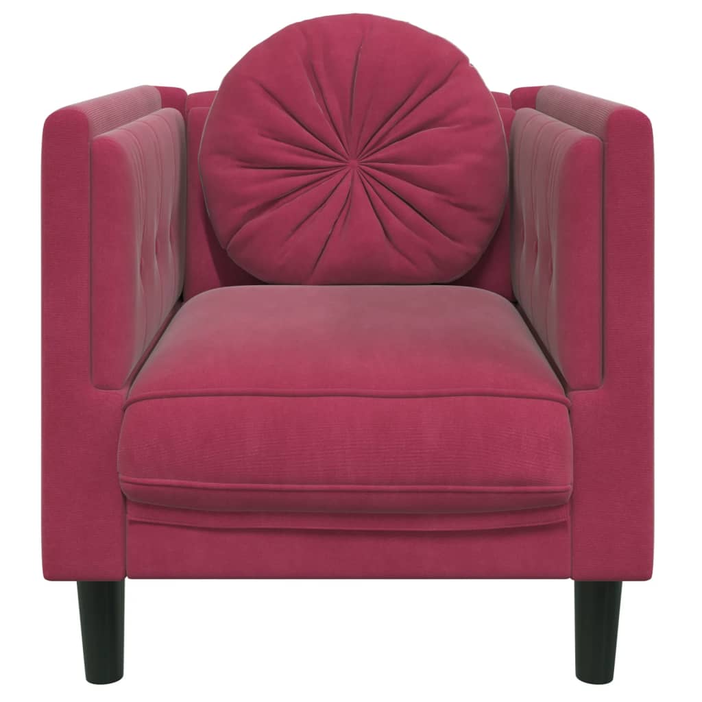 Fauteuil met kussen fluweel wijnrood is nu te koop bij PeponiXL, paradijselijk wonen!