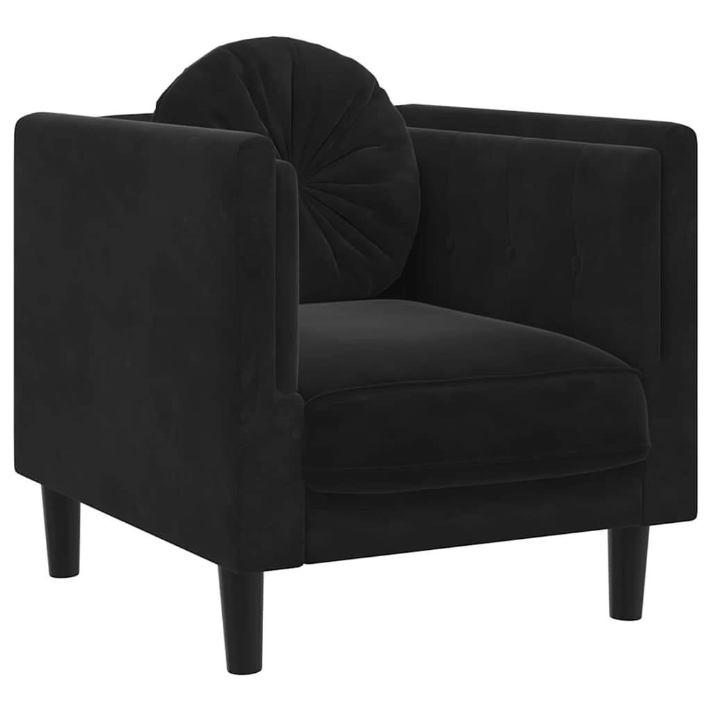 Fauteuil met kussen fluweel zwart is nu te koop bij PeponiXL, paradijselijk wonen!
