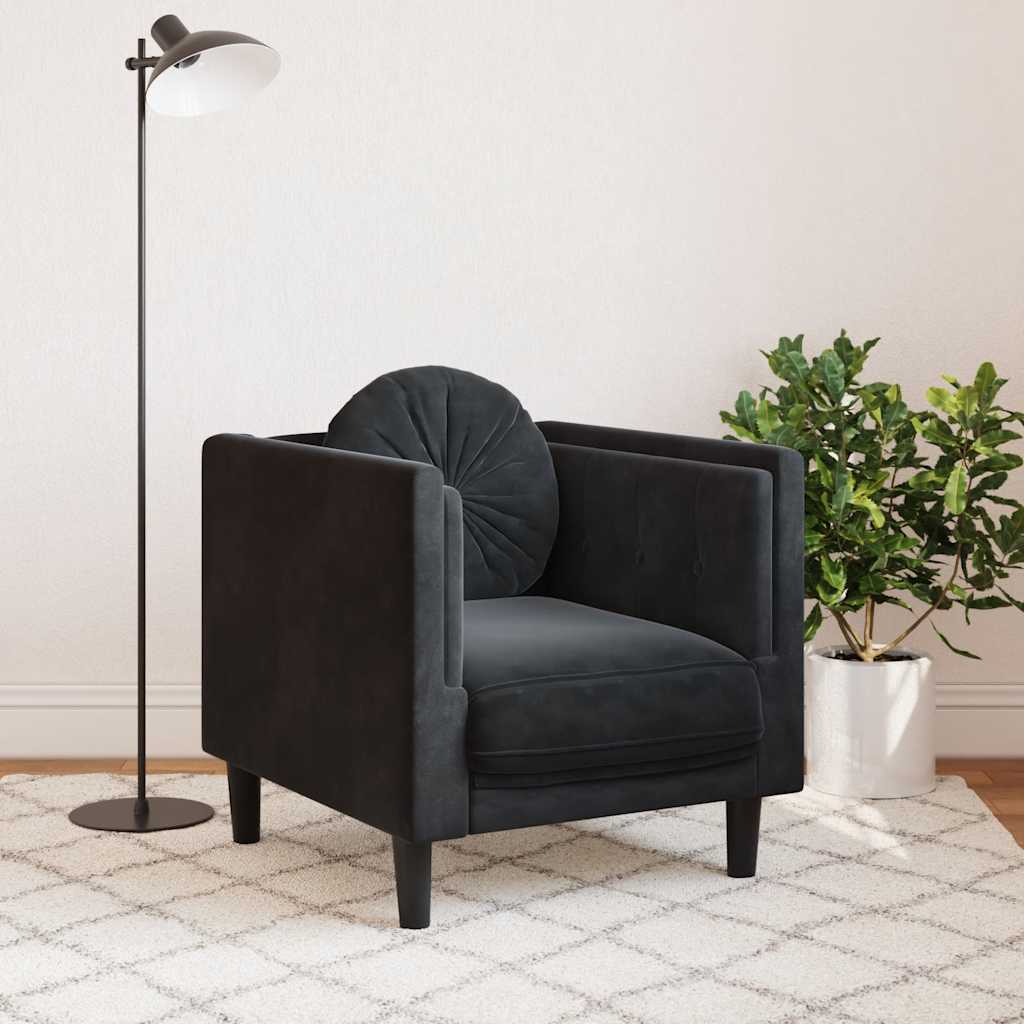 Fauteuil met kussen fluweel zwart is nu te koop bij PeponiXL, paradijselijk wonen!
