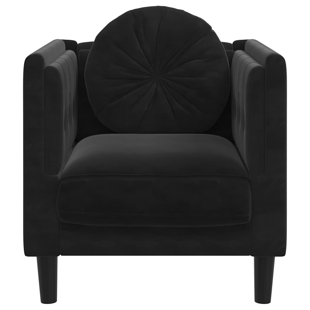 Fauteuil met kussen fluweel zwart is nu te koop bij PeponiXL, paradijselijk wonen!