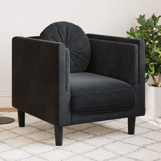 Fauteuil met kussen fluweel zwart is nu te koop bij PeponiXL, paradijselijk wonen!