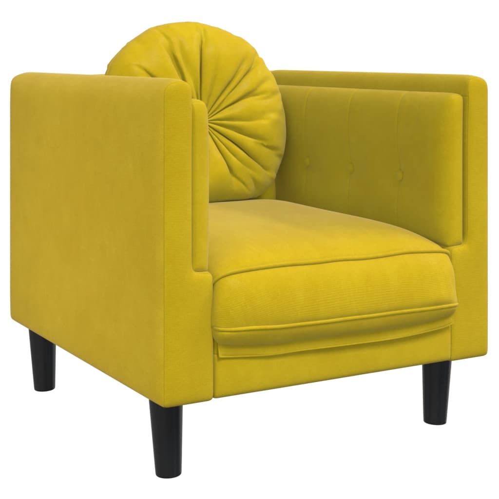 Fauteuil met kussen fluweel geel is nu te koop bij PeponiXL, paradijselijk wonen!