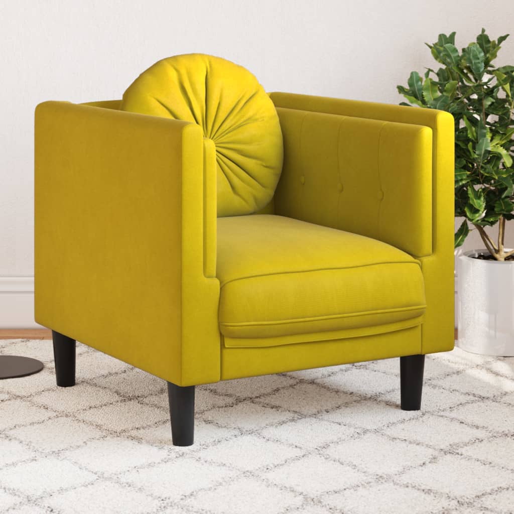 Fauteuil met kussen fluweel geel is nu te koop bij PeponiXL, paradijselijk wonen!