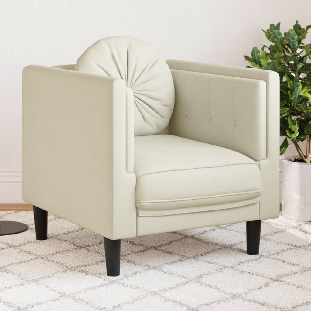 Fauteuil met kussen fluweel crèmekleurig is nu te koop bij PeponiXL, paradijselijk wonen!