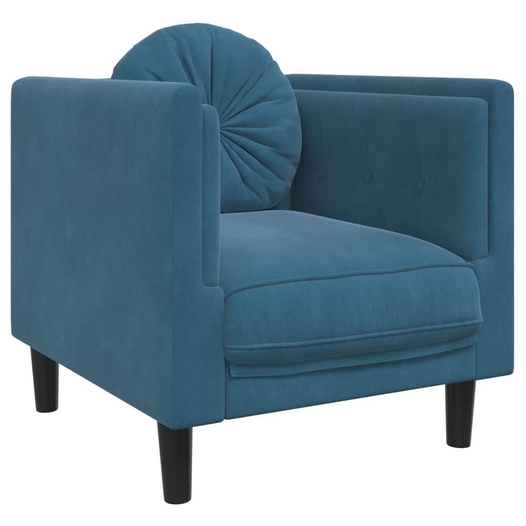 Fauteuil met kussen fluweel blauw is nu te koop bij PeponiXL, paradijselijk wonen!