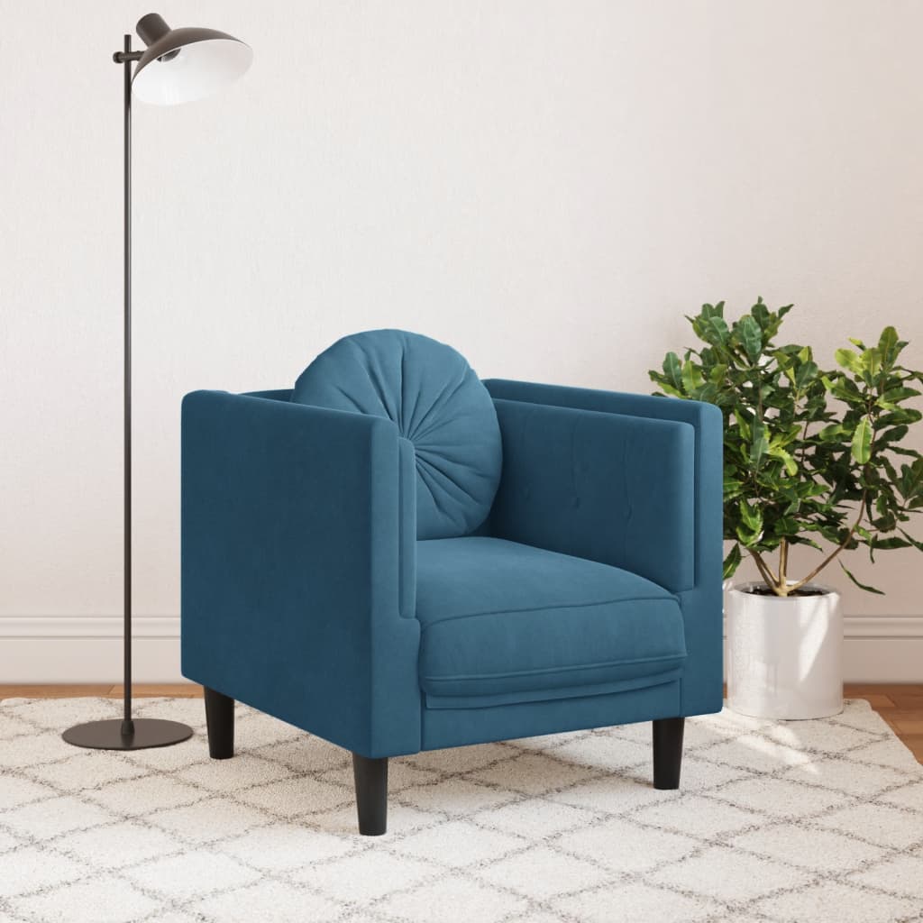 Fauteuil met kussen fluweel blauw is nu te koop bij PeponiXL, paradijselijk wonen!