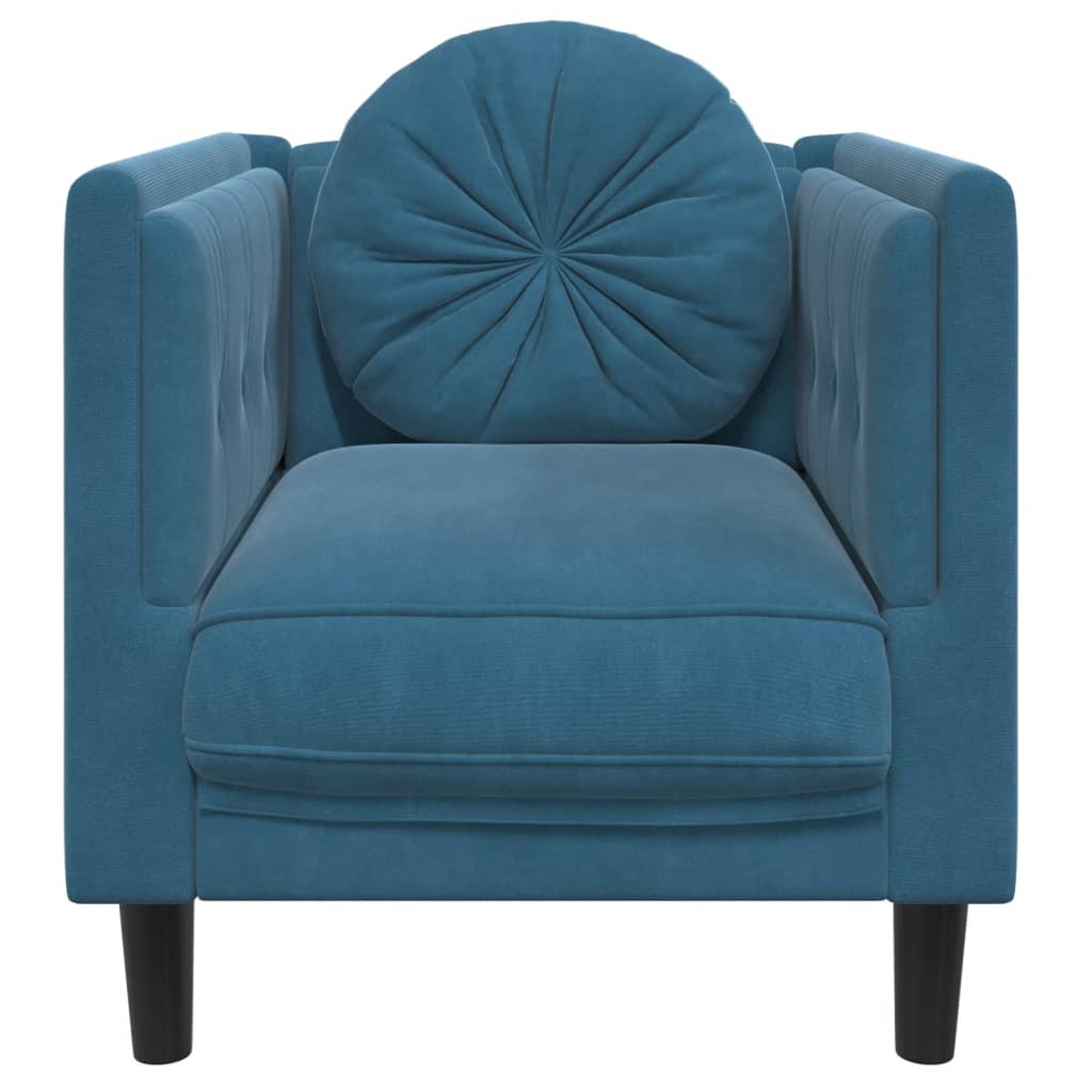 Fauteuil met kussen fluweel blauw is nu te koop bij PeponiXL, paradijselijk wonen!