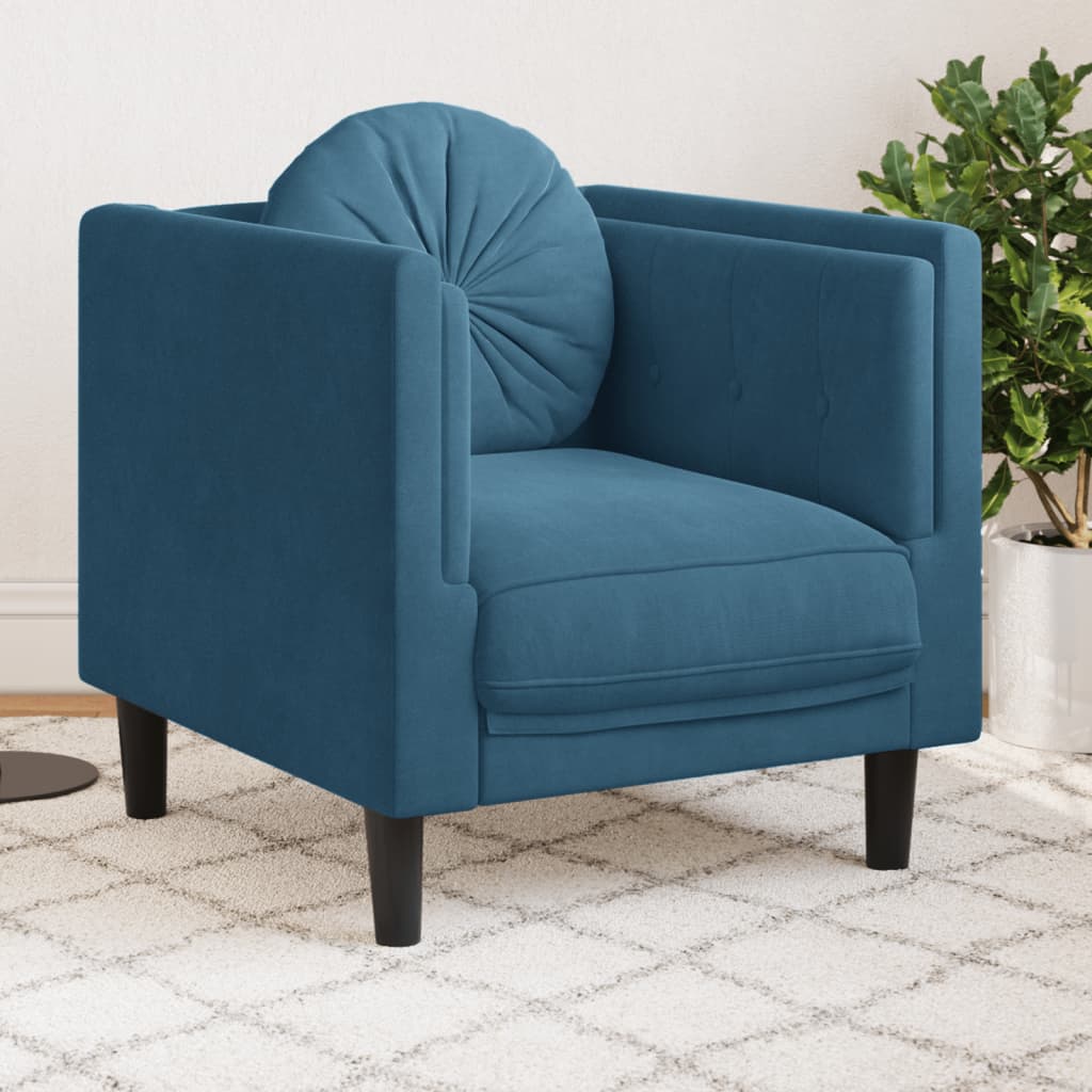 Fauteuil met kussen fluweel blauw is nu te koop bij PeponiXL, paradijselijk wonen!