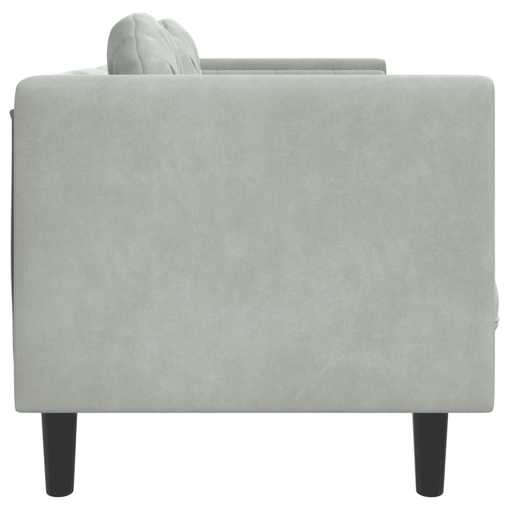 Bank met kussens 2-zits fluweel lichtgrijs is nu te koop bij PeponiXL, paradijselijk wonen!