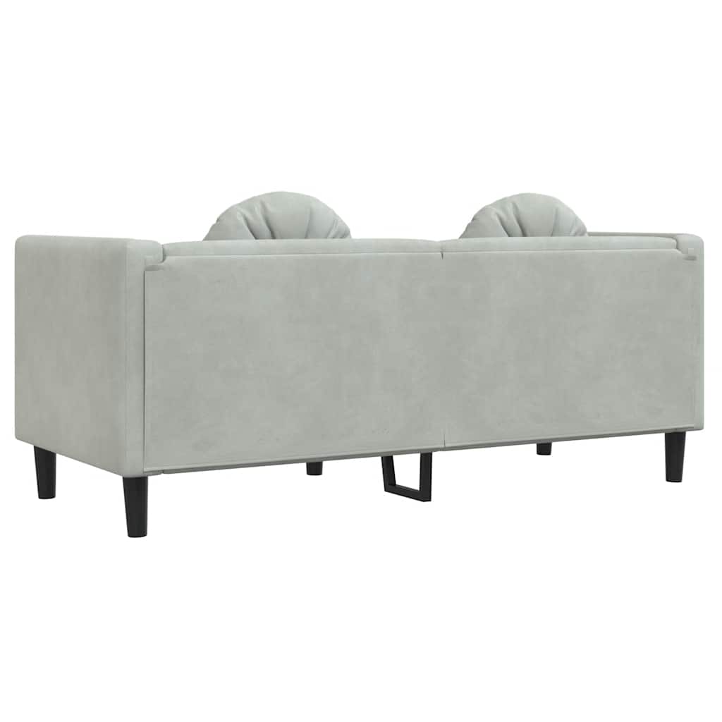 Bank met kussens 2-zits fluweel lichtgrijs is nu te koop bij PeponiXL, paradijselijk wonen!