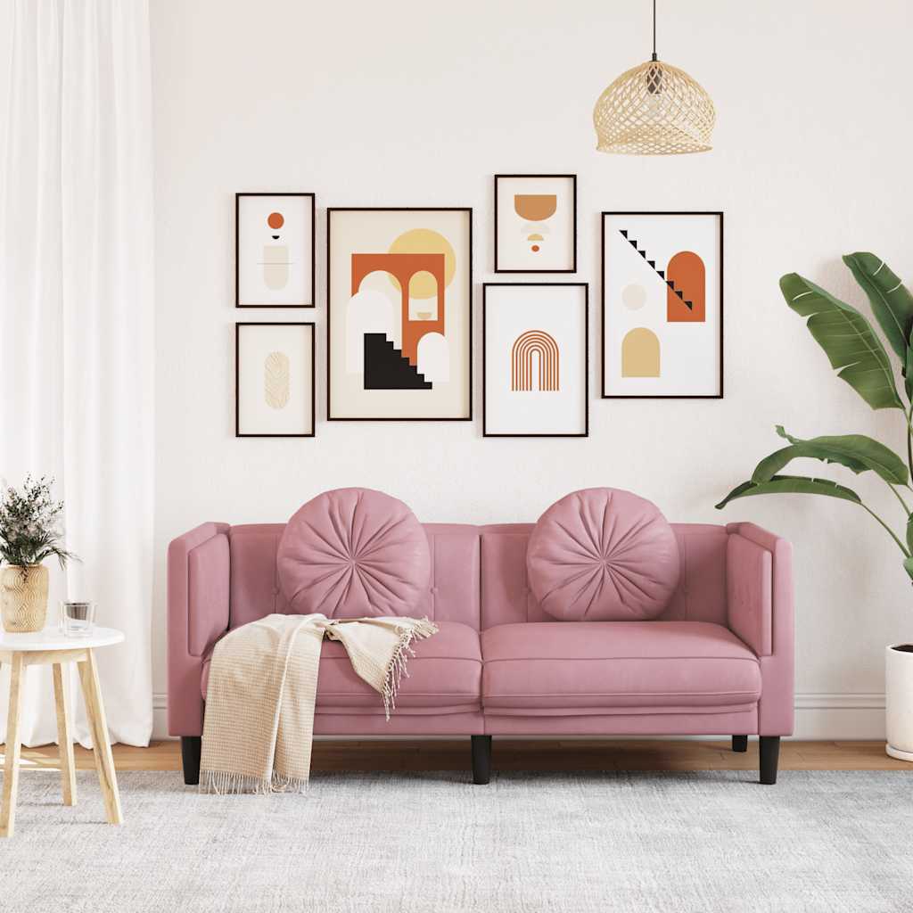 Bank met kussens 2-zits fluweel roze is nu te koop bij PeponiXL, paradijselijk wonen!
