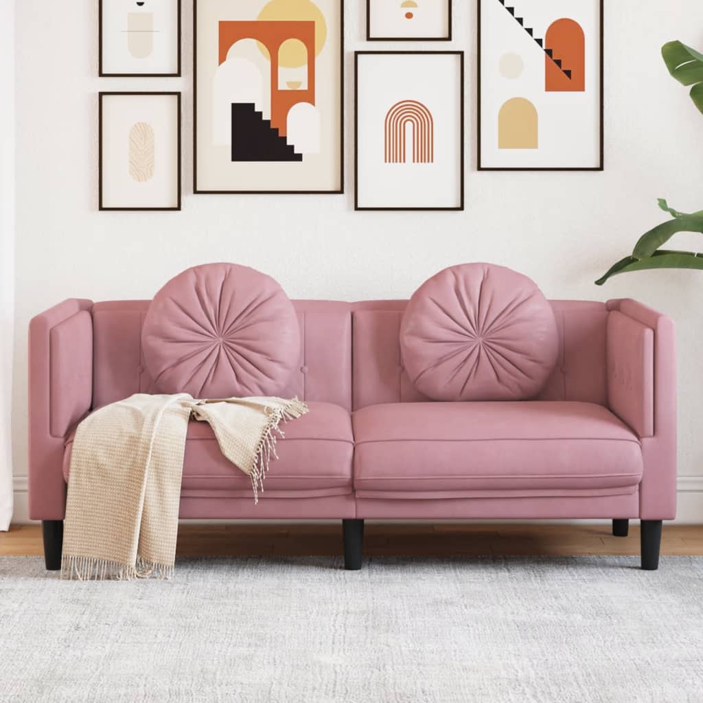 Bank met kussens 2-zits fluweel roze is nu te koop bij PeponiXL, paradijselijk wonen!