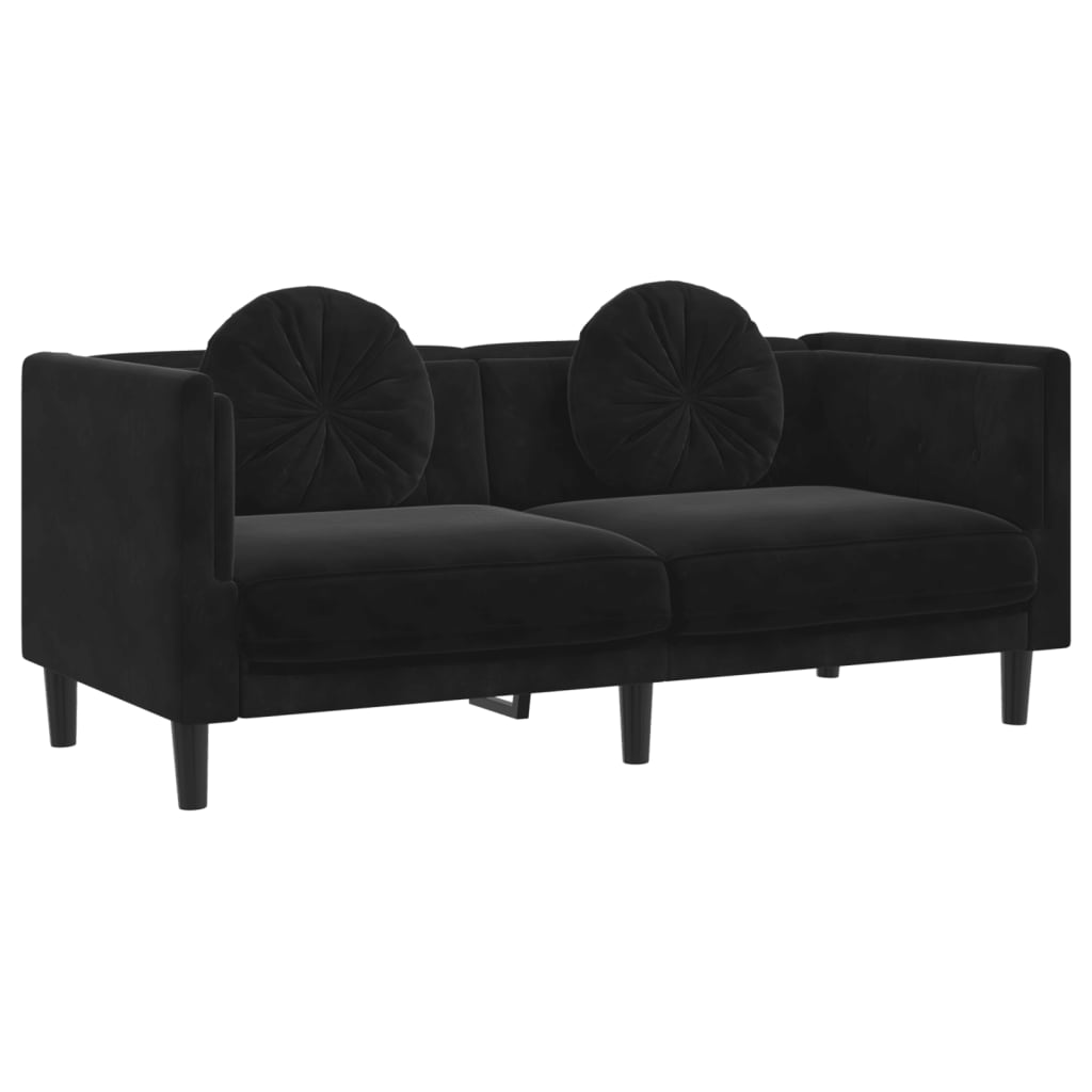Bank met kussens 2-zits fluweel zwart is nu te koop bij PeponiXL, paradijselijk wonen!