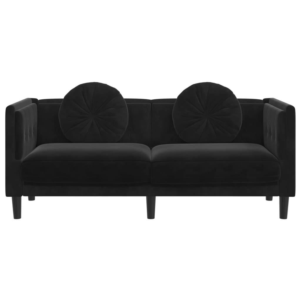 Bank met kussens 2-zits fluweel zwart is nu te koop bij PeponiXL, paradijselijk wonen!