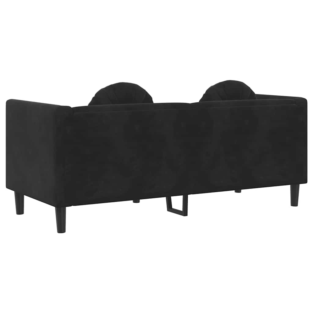 Bank met kussens 2-zits fluweel zwart is nu te koop bij PeponiXL, paradijselijk wonen!