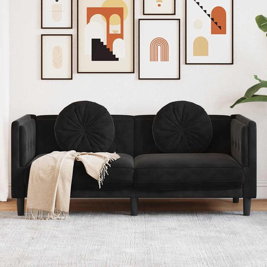 Bank met kussens 2-zits fluweel zwart is nu te koop bij PeponiXL, paradijselijk wonen!