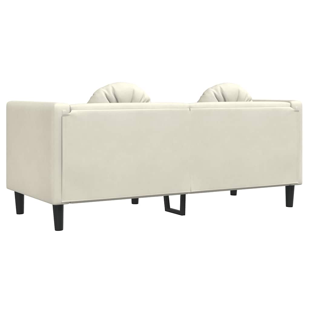 Bank met kussens 2-zits fluweel crèmekleurig is nu te koop bij PeponiXL, paradijselijk wonen!