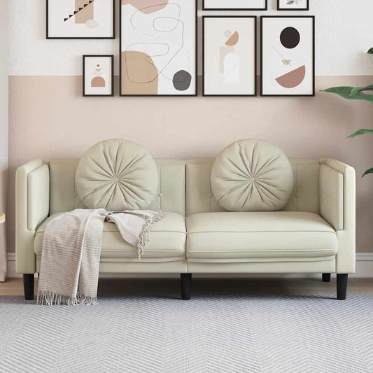 Bank met kussens 2-zits fluweel crèmekleurig is nu te koop bij PeponiXL, paradijselijk wonen!