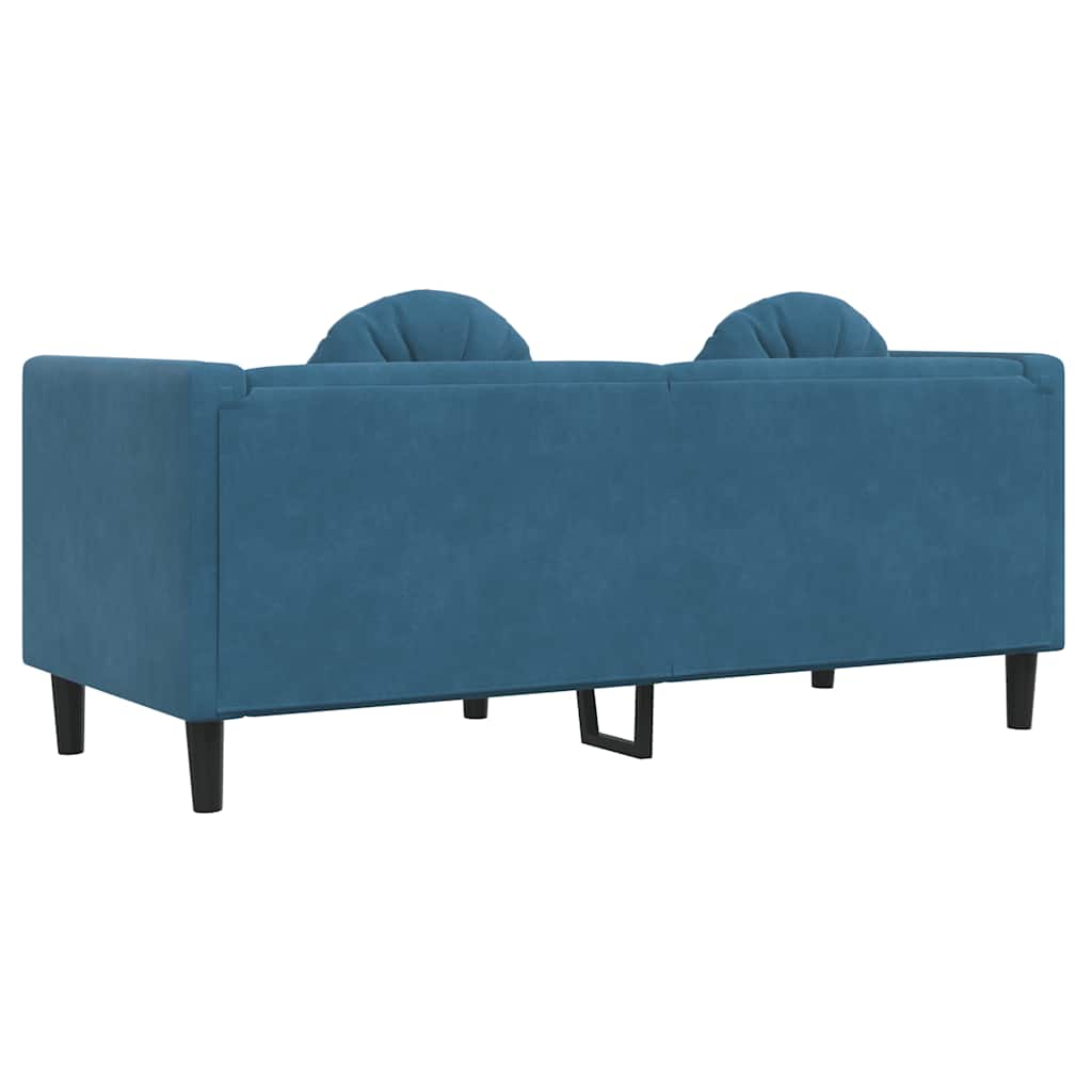 Bank met kussens 2-zits fluweel blauw is nu te koop bij PeponiXL, paradijselijk wonen!