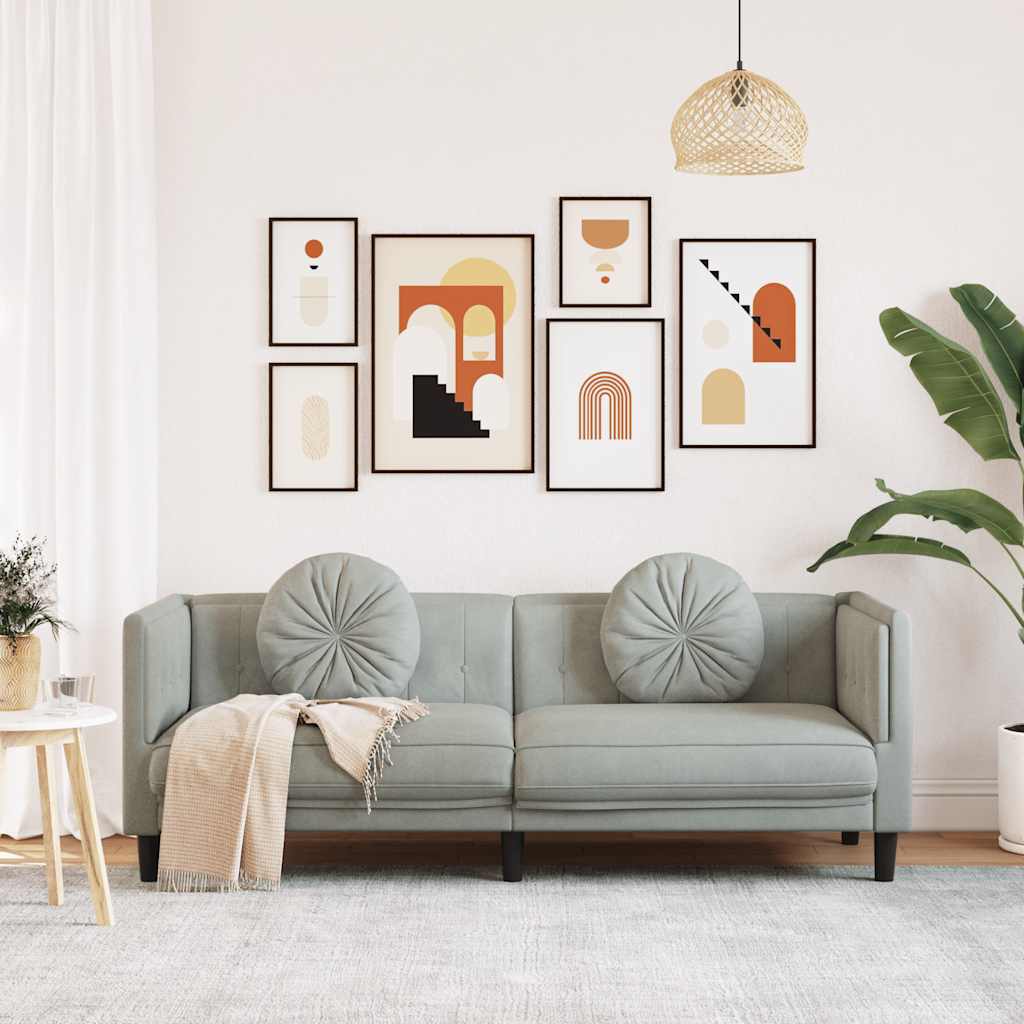 Bank met kussens 3-zits fluweel lichtgrijs is nu te koop bij PeponiXL, paradijselijk wonen!