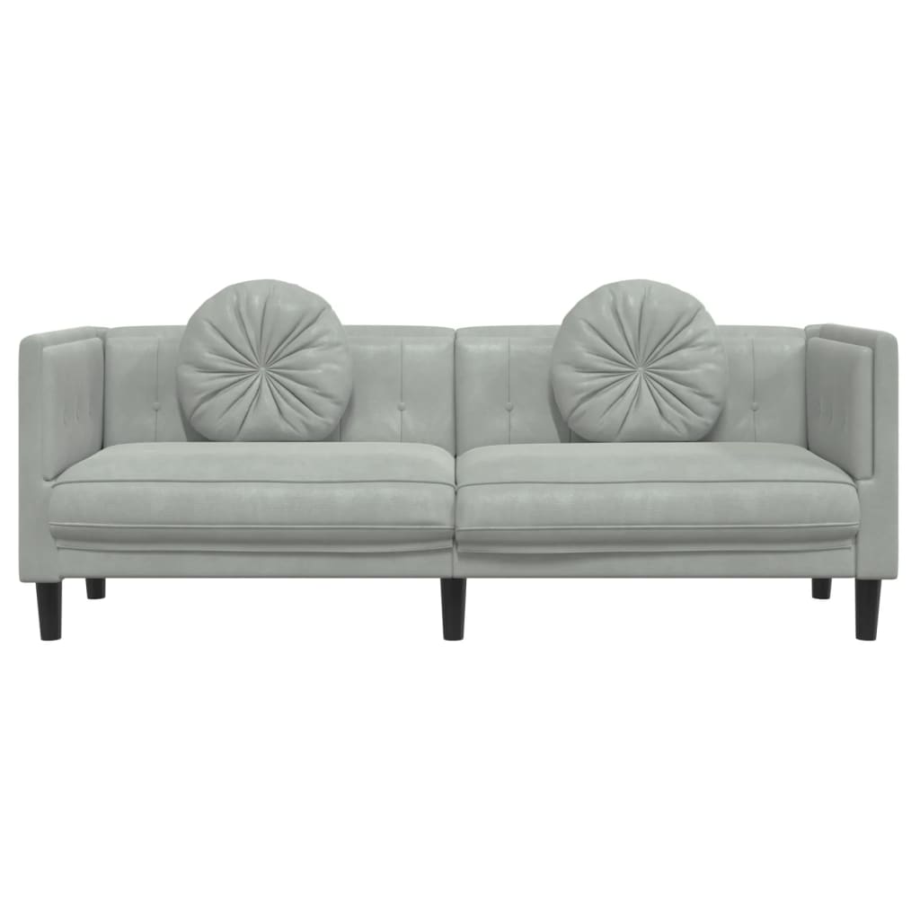 Bank met kussens 3-zits fluweel lichtgrijs is nu te koop bij PeponiXL, paradijselijk wonen!