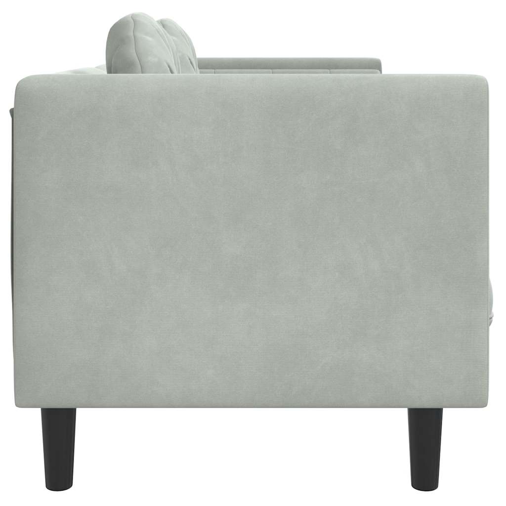Bank met kussens 3-zits fluweel lichtgrijs is nu te koop bij PeponiXL, paradijselijk wonen!